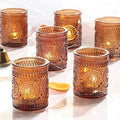 24 Pcs Amber Votive Tealight Candle Holders, Fall Christmas Decorations by DEVI