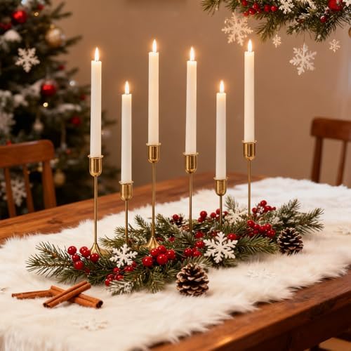 Brass Gold Candlestick Holders Set of 6, Metal Taper Candle Stick Holder - Image 4