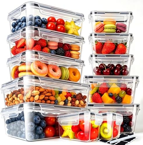 24 Pcs Reusable plastic food storage containers with lids by Asnews