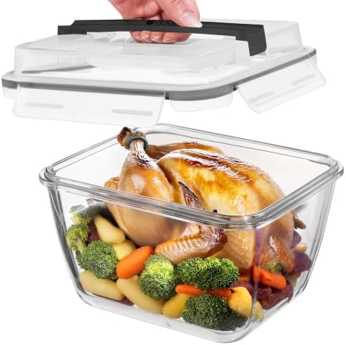 Razab 17 Cups / 132 Oz / 3900ml Large Glass Food Storage Containers with Lids - Leakproof, BPA-Free Large Meal Prep Container Ideal for Roasting Turkey, Store Leftover - Microwave & Oven Safe by RazabHomeGoods