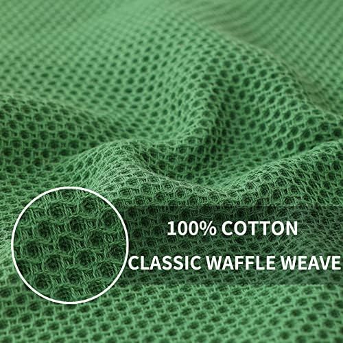 Homaxy 100% Cotton Waffle Weave Kitchen Dish Towels 4-Pack, Grass Green - Image 2