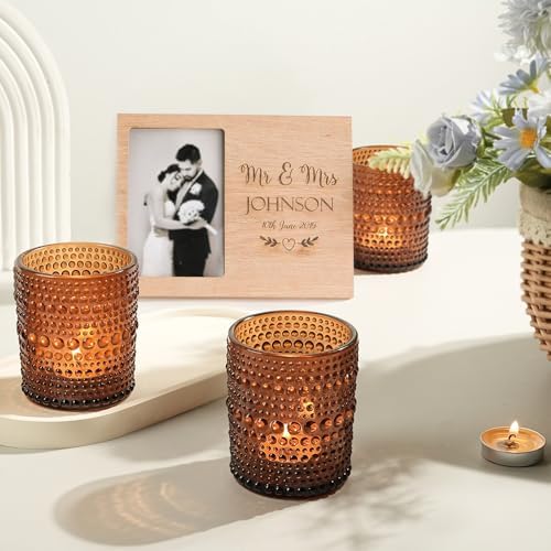 12pcs Votive Candle Holder, 2.7 * 3.5in Large Amber Glass Tea Light Candle Holders Bulk, DIY Wax Filling Romance Tealight Candle Holders for Home Table & Christmas - Image 6