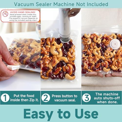 Mehomeli Reusable Vacuum Sealer Bags, 30 Small Bags, 8.66 × 8.26in - Image 4