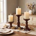Wood Pillar Candle Holder: Mid Century Modern Brown Candle Stand by CreatedforWeddingsandHome