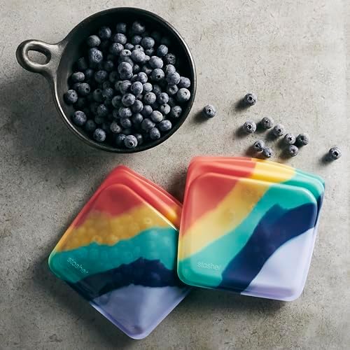 Stasher Premium Reusable Silicone Sandwich Bag, Rainbow Splash, 28 oz - Image 2