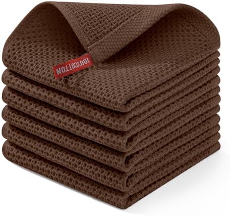 Homaxy 100% Cotton Waffle Weave Kitchen Dish Cloths 6-Pack, Coffee by Homaxy