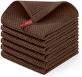 Homaxy 100% Cotton Waffle Weave Kitchen Dish Cloths 6-Pack, Coffee by Homaxy