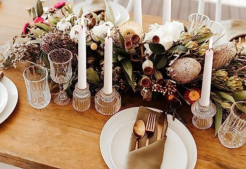 Vixdonos Glass Candlestick Holders Tealight Candle Holders for Table Centerpieces, Wedding Decor and Dinner Party (3 Pcs, Clear) - Image 5