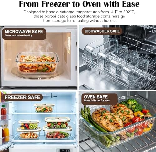 Multi-Size Glass Food Storage Containers with Glass Lids, 4 Pack - Image 6