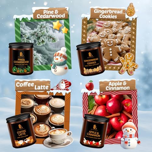DL DREAMY DEWLA Winter Candles Set for Home Scented, 4 Pack 28oz, Soy Wax - Image 4