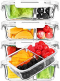 M MCIRCO 5 Pack,36 oz, 3 Compartments Glass Meal Prep Containers with Lids by MMCIRCO