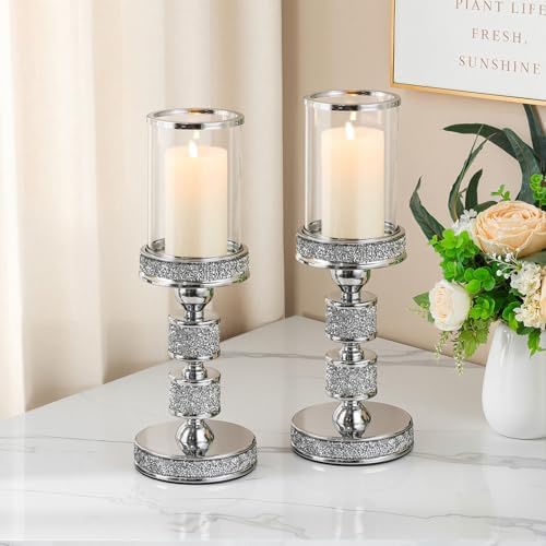 Hurricane Candle Holder, 13.5" Tall Candle Stand, Metal Pillar Holder - Image 4