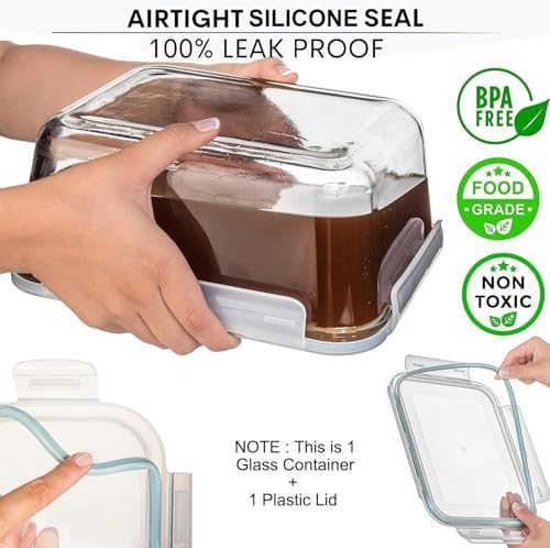 Razab 3300 ml / 112 oz Large Glass Food Storage Containers with Lids, Airtight, Leakproof, BPA Free - Ideal for Meal Prep, Store Leftover & Lunch, Baking Casserole - Freezer, Microwave & Oven Safe - Image 2