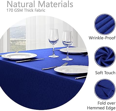 Veblandy 2 Pack Rectangle Tablecloth, 52x70 inch, Water Resistant Wrinkle Free Linen Textured Table Cloth Washable, Decorative Fabric Table Cover for Dining, Party and Camping, Royal Blue - Image 5
