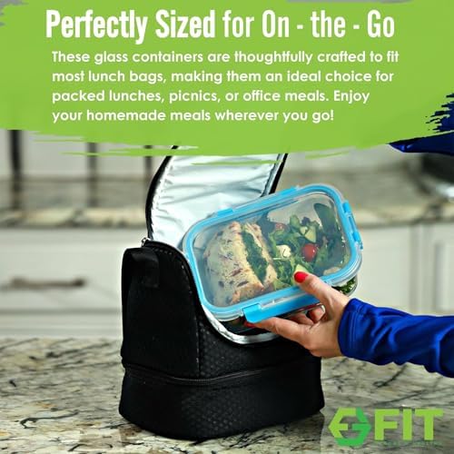 Glass Meal Prep Containers 2 and 3 Compartments, Leak-Proof, 32 oz, 4 Pack - Image 6
