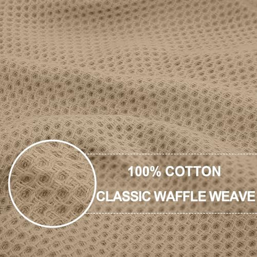 Homaxy 100% Cotton Oversized Waffle Weave Kitchen Towels 4-Pack, Tan - Image 2
