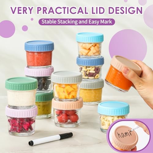 DRKIO 12 pcs Baby Food Storage Containers 4 Oz Small Glass Jars with Lids - Image 5