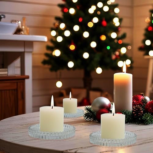 Glass Candle Tray 6 Pack Round Candle Holder Plates Candleholders, Clear - Image 4