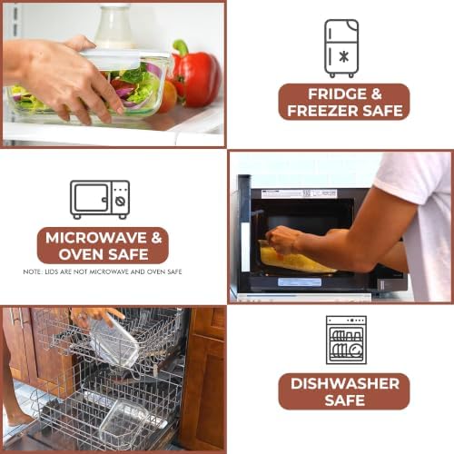 Razab 6.5 Cups / 52 Oz 4 Piece (2 Containers + 2 Lids) Glass Food Storage Containers Set with Airtight Locking Lids - For Storing, Baking & Serving BPA Free, Leakproof - Microwave, Freezer & Oven Safe - Image 6