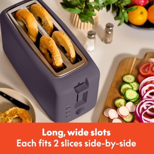 bella Fits-Anywhere™ Slim Toaster, 4 Slice Extra Long & Wide Slot, Plum - Image 4