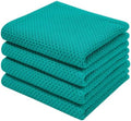 Homaxy 100% Cotton Waffle Weave Kitchen Dish Towels 4-Pack, Teal by Homaxy