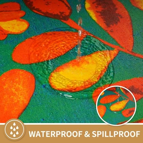 Rectangle Table Cloth,100% Waterproof Tablecloth Oil Proof Spill Proof Vinyl Table Cloth, Wipe Clean Plastic Table Cover for Dining, Camping, Indoor and Outdoor 54" x 84",Coloured Leaf - Image 2