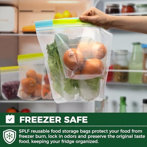 SPLF 12 Pack Reusable Gallon Freezer Bags Dishwasher Microwave Safe - Image 4