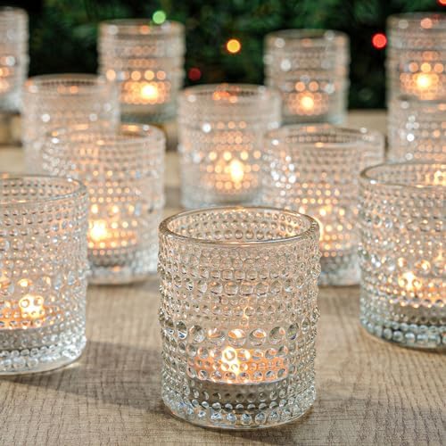 24 Pack Votive Candle Holders, Clear Tea Light Candle Holder for Home by TRIRITE