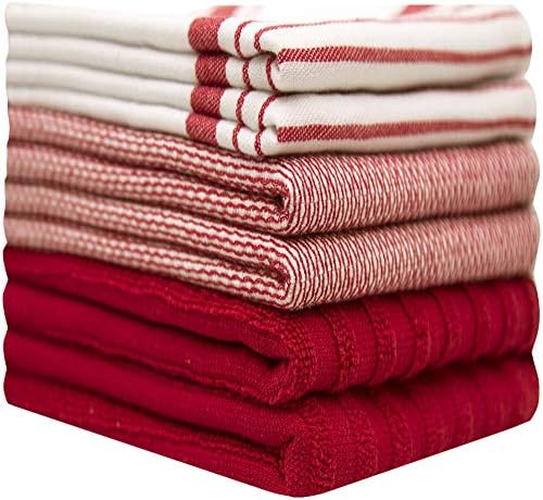 Premium Kitchen Towels 6 Pack 100% Cotton 20"x28" Dish Towels Red Striped - Image 3
