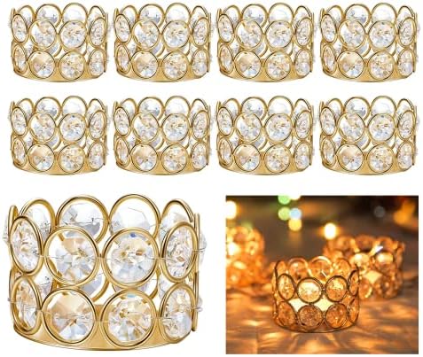 Gold Crystal Tealight Candleholders - Pack of 10 Tea Lamp Candle Holders by Lovecat