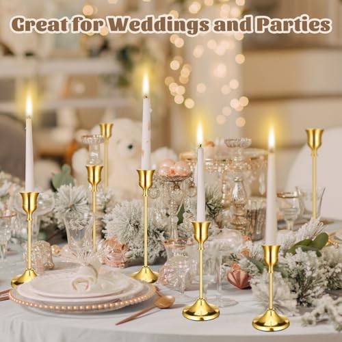 24PCS Brass Gold Taper Candle Holders Set, Metal Candlestick Holders - Image 4