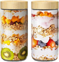 24 oz Glass Overnight Oats Containers, Mason Jars with Bamboo Lids, 2 Pack by HomArtist