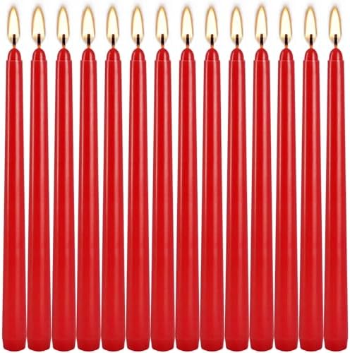 WPONSZU 14 Pack Tall Red Taper Candles 10 Inch Unscented Dripless Candlesticks for Christmas,Valentine's Day,Dinner,Party,Brithday,Wedding and Home Decoration - 8 Hour Burn Time. by WPONSZU