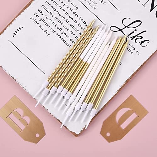 PHD CAKE Gold Metallic Long Thin Birthday Candles, Party Decorations - Image 3