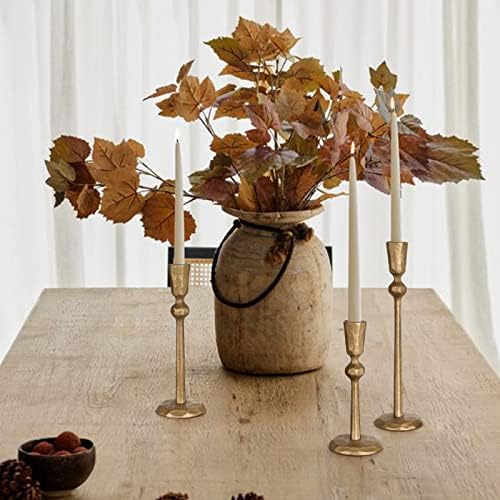 Antique Brass Iron Taper Candle Holder - Set of 3 Decorative Candle Stand - Image 5