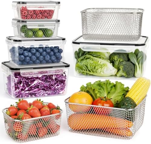 5 PCS Large Fruit storage Containers for Fridge Food Storage Containers by Freshmage