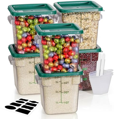 8QT 6PCS NSF Commercial Clear Food Storage Containers with Lids(GREEN) by SVKLHY