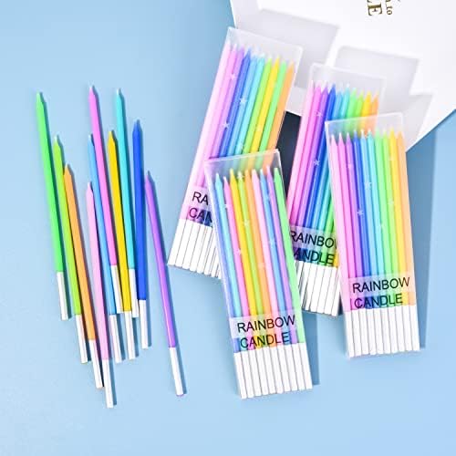 PHD CAKE 40-Count Rainbow Long Thin Birthday Candles, Cake Candles, Birthday Parties, Wedding Decorations, Party Candles - Image 2
