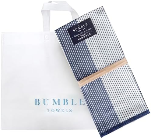 Premium Kitchen Towels (20”x 28”, 12 Pack) | Large Cotton Dish Towels | Flat & Terry Highly Absorbent Kitchen Linen Set with Hanging Loop | Navy Blue - Image 5