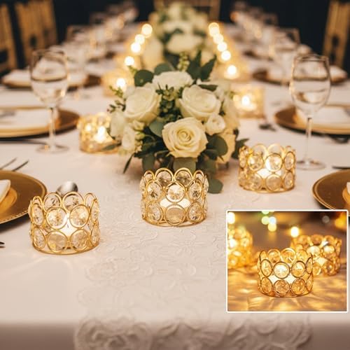 Gold Crystal Tealight Candleholders - Pack of 20 Tea Lamp Candle Holders - Image 2