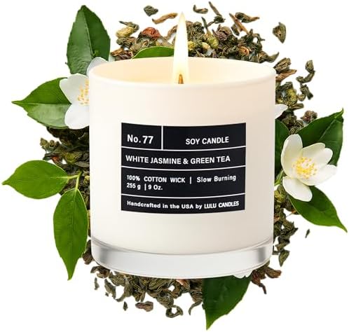 Lulu Candles White Jasmine & Green Tea Scented Soy Blend Jar Candle, 9 Oz. - Image 3