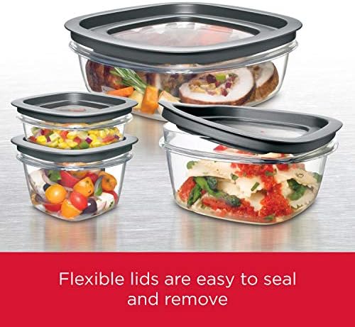 Rubbermaid Premier Food Storage Container, 10 Piece Set, Grey, BPA-Free, Microwave & Dishwasher Safe - Image 3