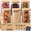 SENTVEND 37 Oz Glass Jars - 6 Pack Food Storage Containers with Lids Square by SENTVEND