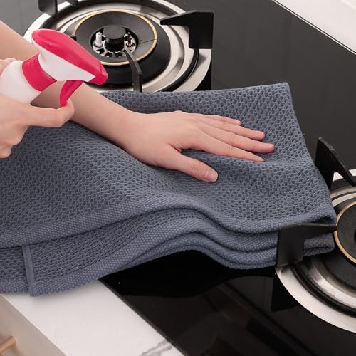 Homaxy 100% Cotton Oversized Waffle Weave Kitchen Towels 4-Pack, Dark Grey - Image 5