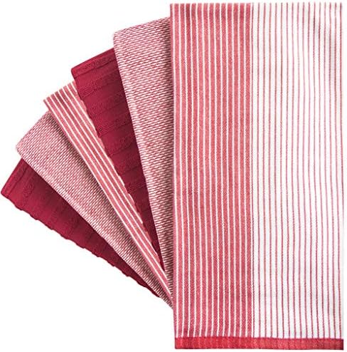 Premium Kitchen Towels 6 Pack 100% Cotton, 20"x28" Dish Towels - Red - Image 4