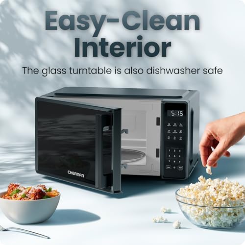 Chefman Countertop Microwave Oven 0.7 Cu. Ft., 700 Watts with 10 Power Levels, 6 Cooking Presets with One-Touch Express Cook, Eco Mode, Child Safety Lock, & Mute Button - Black - Image 6