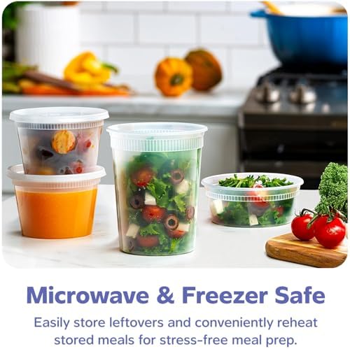 GUSTO Plastic Food Storage Deli Containers with Lids [48 Sets] 8, 16, 32 oz - Image 3
