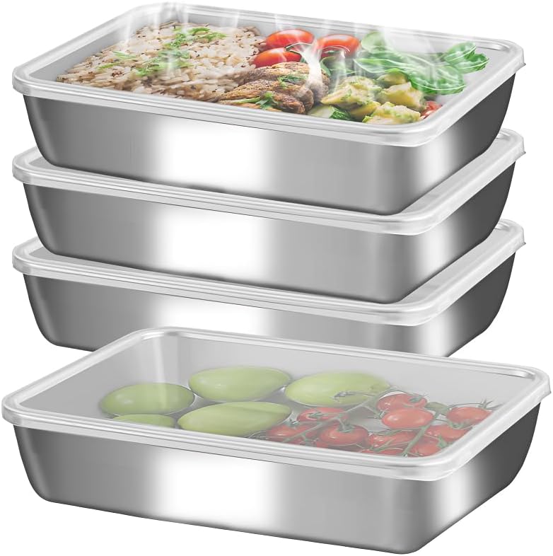 GIUOIDUO Stainless Steel Lunch Box 6-Pack,Stackable Snack Storage Boxes, Lid Food Container, Reusable Food Storage Container for Travel and Work, Dishwasher Safe, Freezer Safe by GIUOIDUO