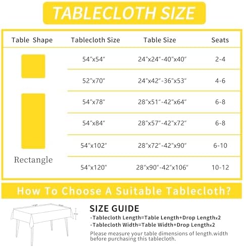 Rectangle Table Cloth,100% Waterproof Tablecloth Oil Proof Spill Proof Vinyl Table Cloth, Wipe Clean Plastic Table Cover for Dining, Camping, Indoor and Outdoor 54" x 102",Yellow Flower - Image 4