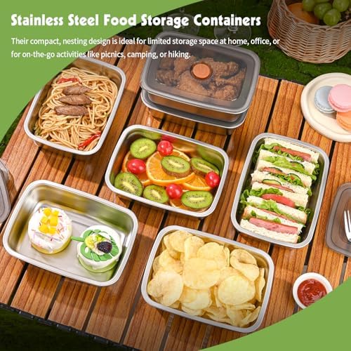 CLWVPCOT 10 Pack Stainless Steel Food Storage Containers with Leak-Proof Lids, 34oz Reusable Metal Meal Prep Lunch Boxes, Stackable, BPA-Free, Dishwasher Safe for Snacks, Fruits & On-the-Go Meals - Image 3